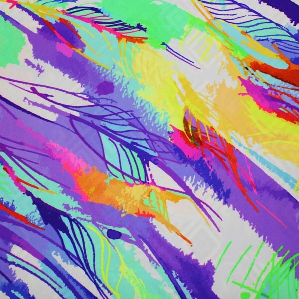 Multi Feather Neon Printed Spandex