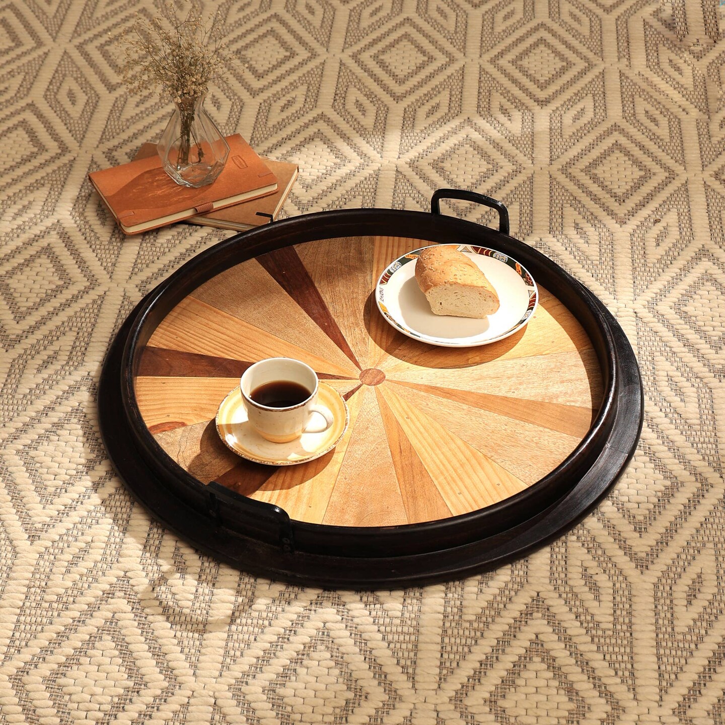 Decorative Wooden Serving Tray- 23.5&#x22; X 23.5&#x22;