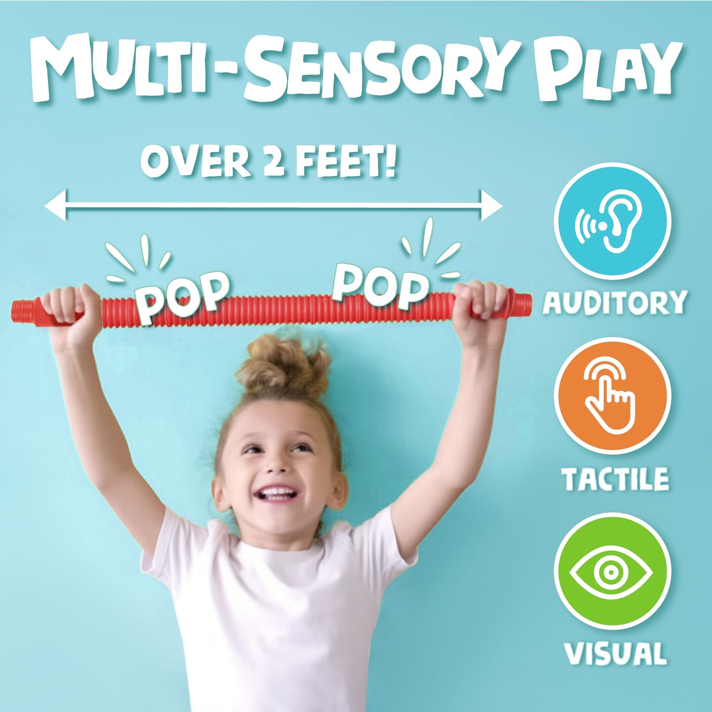 4 Pieces | Hours of Fun for Kids | Imaginative Play &#x26; Stimulating Creative Learning | Toddler Sensory Toys | Tons of Ways to Play | Connect, Stretch, Twist &#x26; Pop