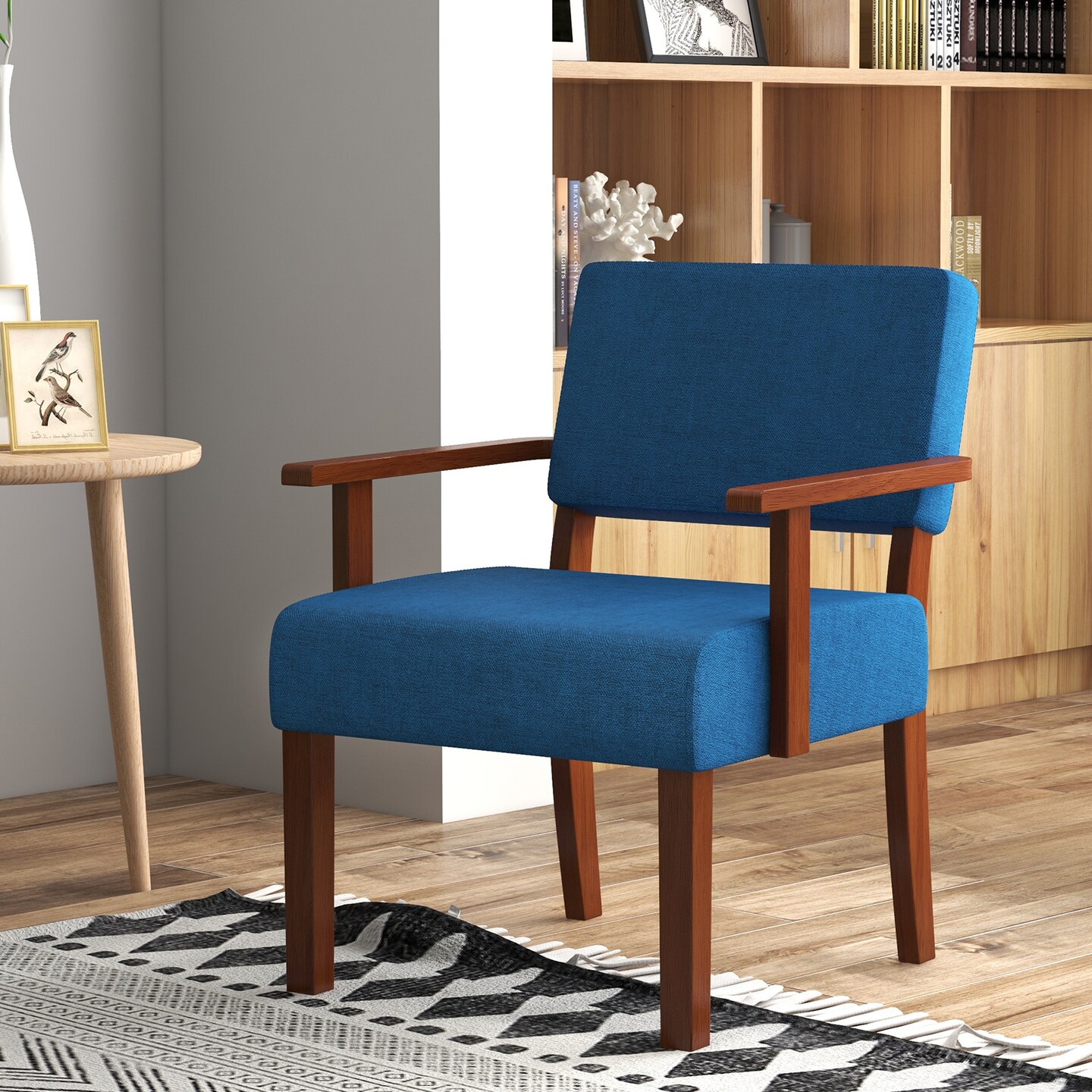 Wooden Frame Upholstered Accent Chair – Stylish Living Room Seating