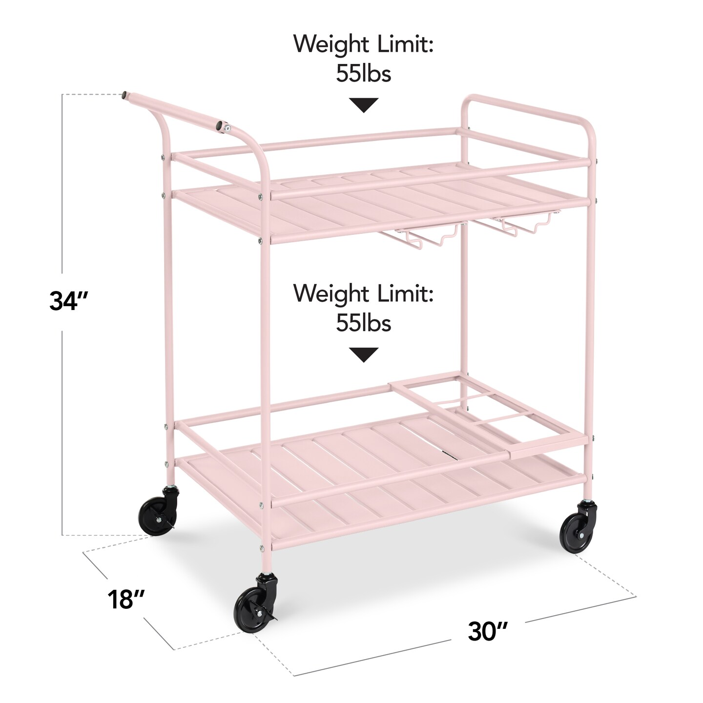 Best Choice Products 2-Tier Rolling Bar Cart Indoor/Outdoor w/ Storage Shelves, Wine Rack, Lockable Wheels