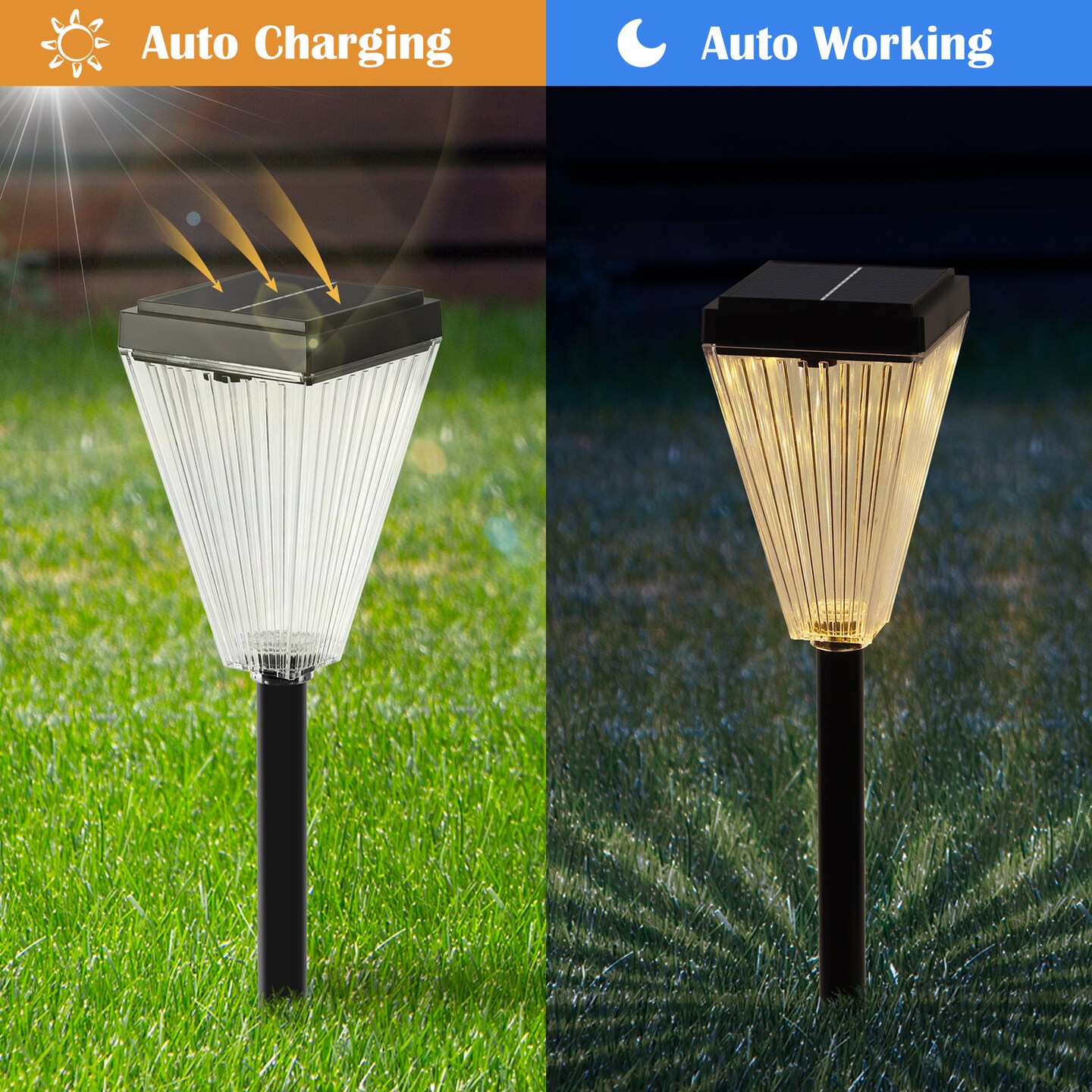 Solar Lamp Post Lights 2 Pack, Outdoor Solar Post Cap Lights Waterproof, Solar Pole Lights, Decorative Pillar Lamp for Yard Street Garden