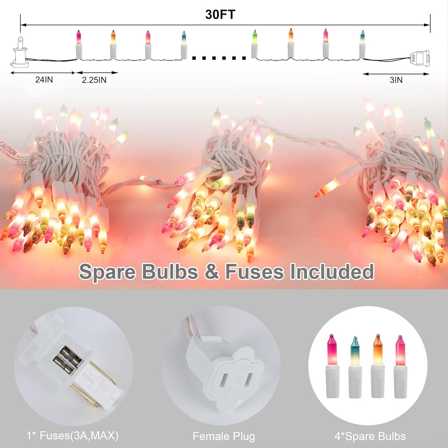 3 Sets Easter String Lights, 150 Count 30 FT Each White Wire Mini Pastel Fairy Lights, 120V UL Certified Connectable Xmas Lights for Garden Patio Holiday Party Outdoor Decoration, Multicolor