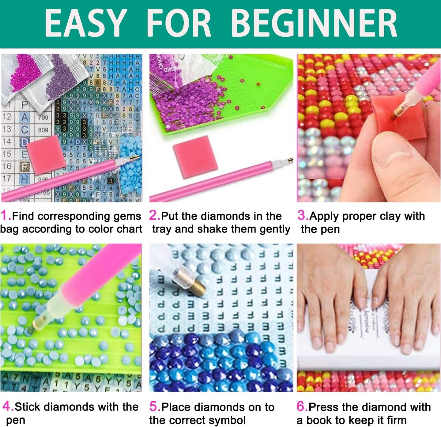 5D Diamond Art Painting Kits for Adults Teen Starters with Tools,DIY Full Crystal Rhinestone Drill Bead Art Paints