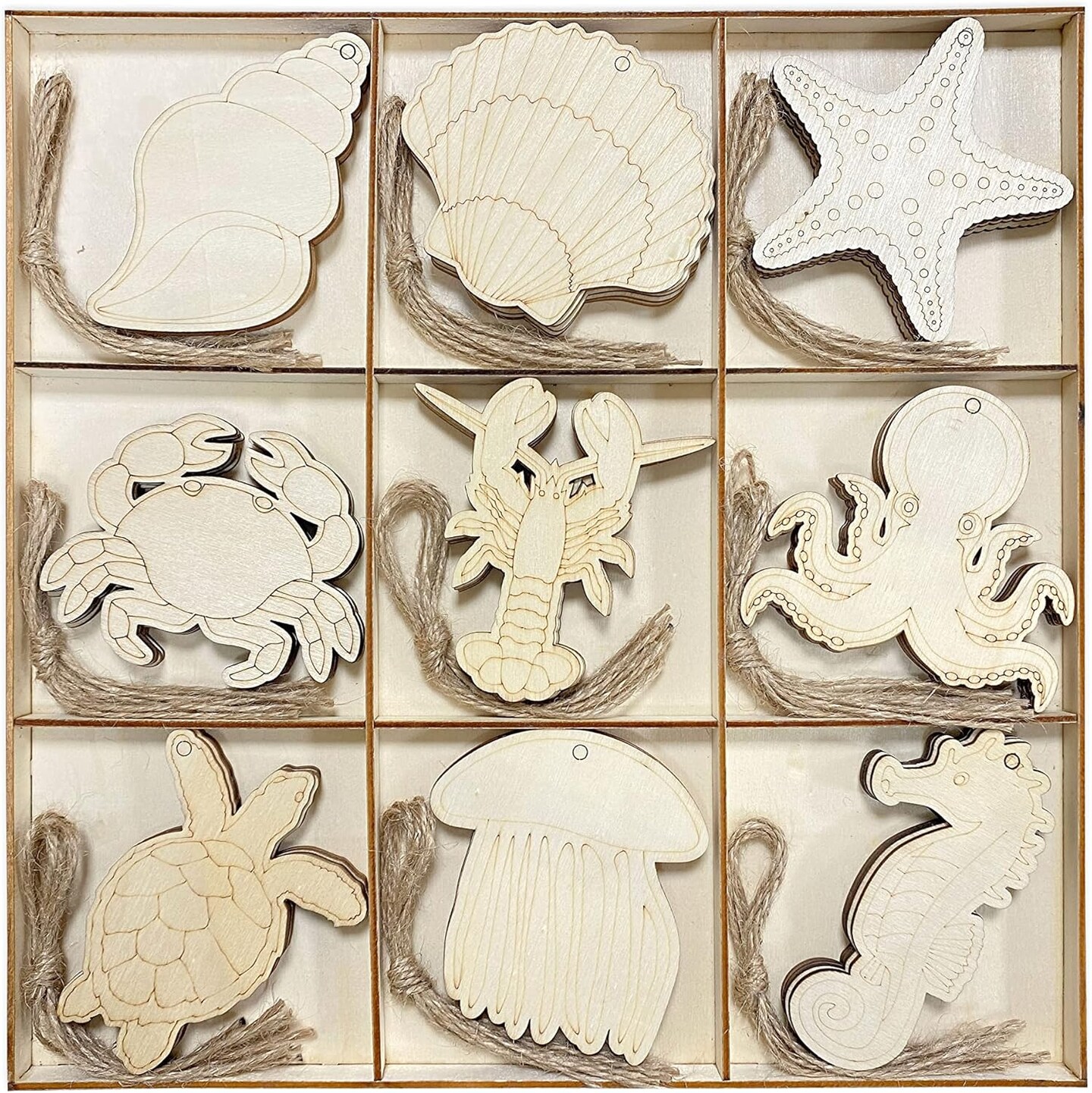 Pack Unfinished Wooden Ocean Sea Animals Cutouts for DIY Crafts 3.5 Inch 5 Peices Each