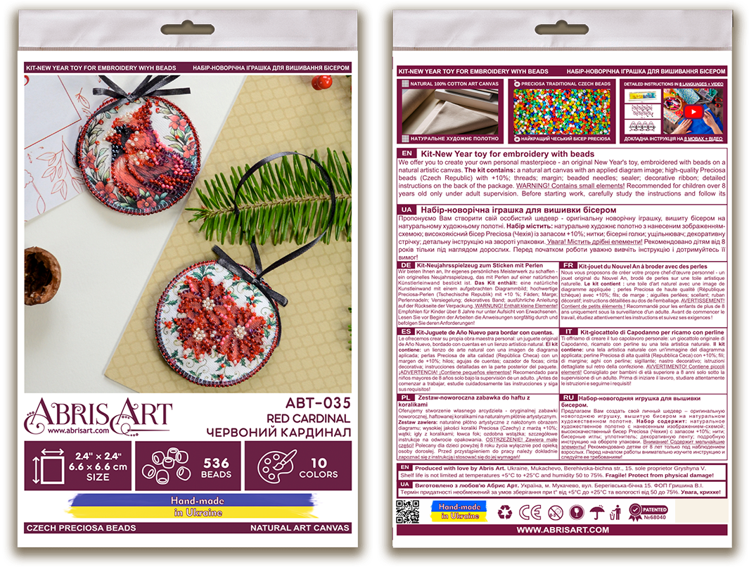 Bead Embroidery Kit Decoration - Red cardinal