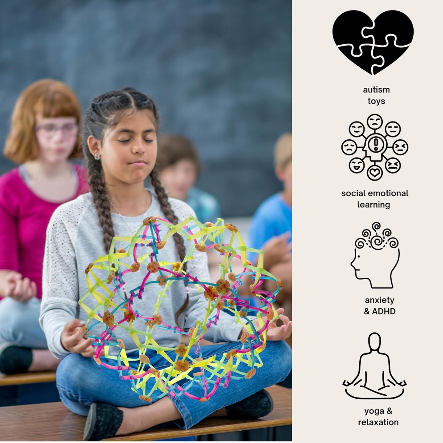 4E's Novelty Oversized Expandable Ball - Stress Balls for Adults & Kids, Calm Down Corner Supplies & ADHD