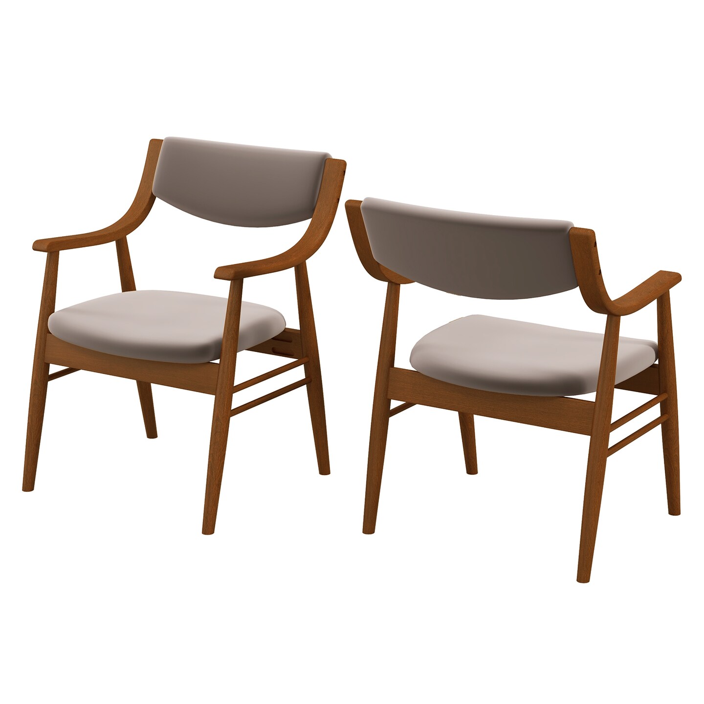 Brown Wooden Dining Chair Set of 2 with Cushioned Seat and Back Support for Comfort