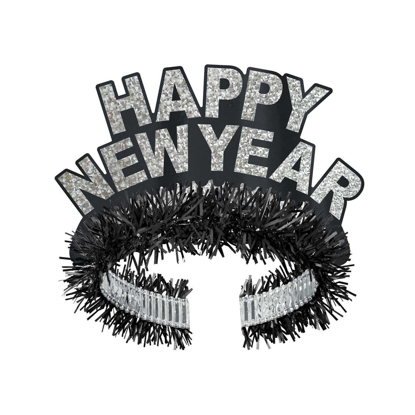 50 Pack Beistle Black/Silver Happy New Year Regal Tiara