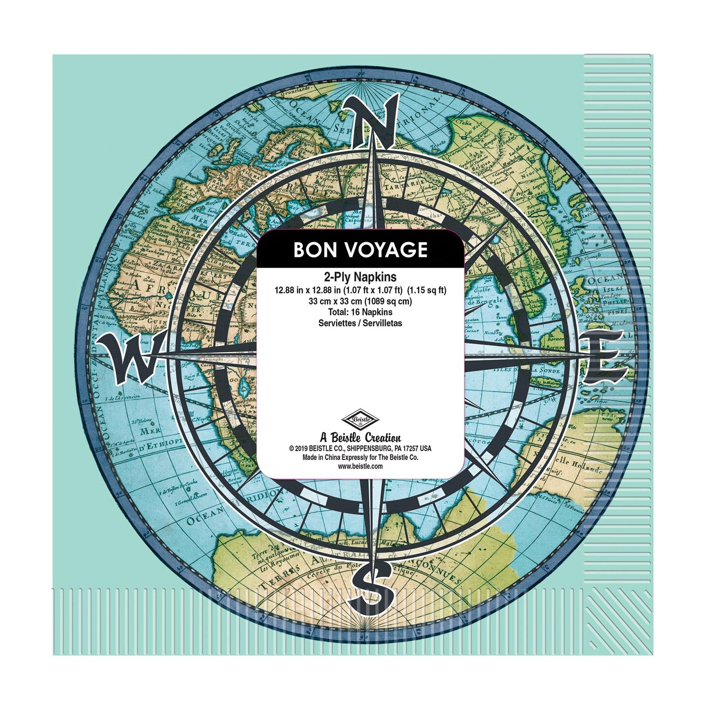 192 Pack Beistle Bon Voyage Party Luncheon Napkins