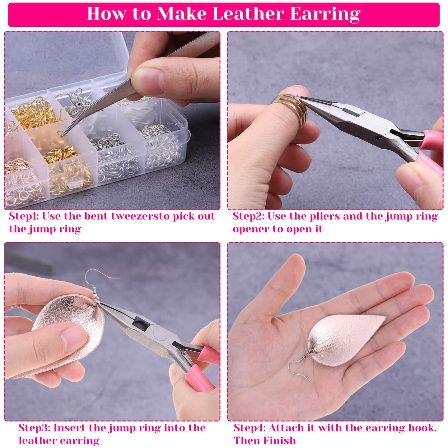 Earring Making Supplies, 1350pcs Earring Making Kit with Earring Hooks, Jump Rings, Pliers, Earring Backs, Earrings Holder Cards and Clear Bags for DIY Earring Supplies and Earring Findings