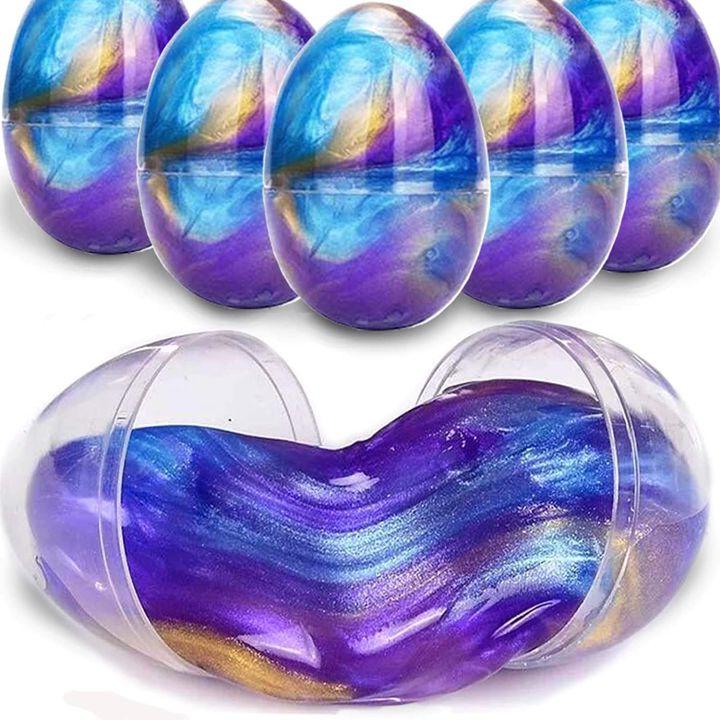 12pcs Easter Slime Egg Kit Galaxy Slime Party Favors for Kids Easter Hunt Easter Basket Stuffers Gifts Stress Relief Slime Egg
