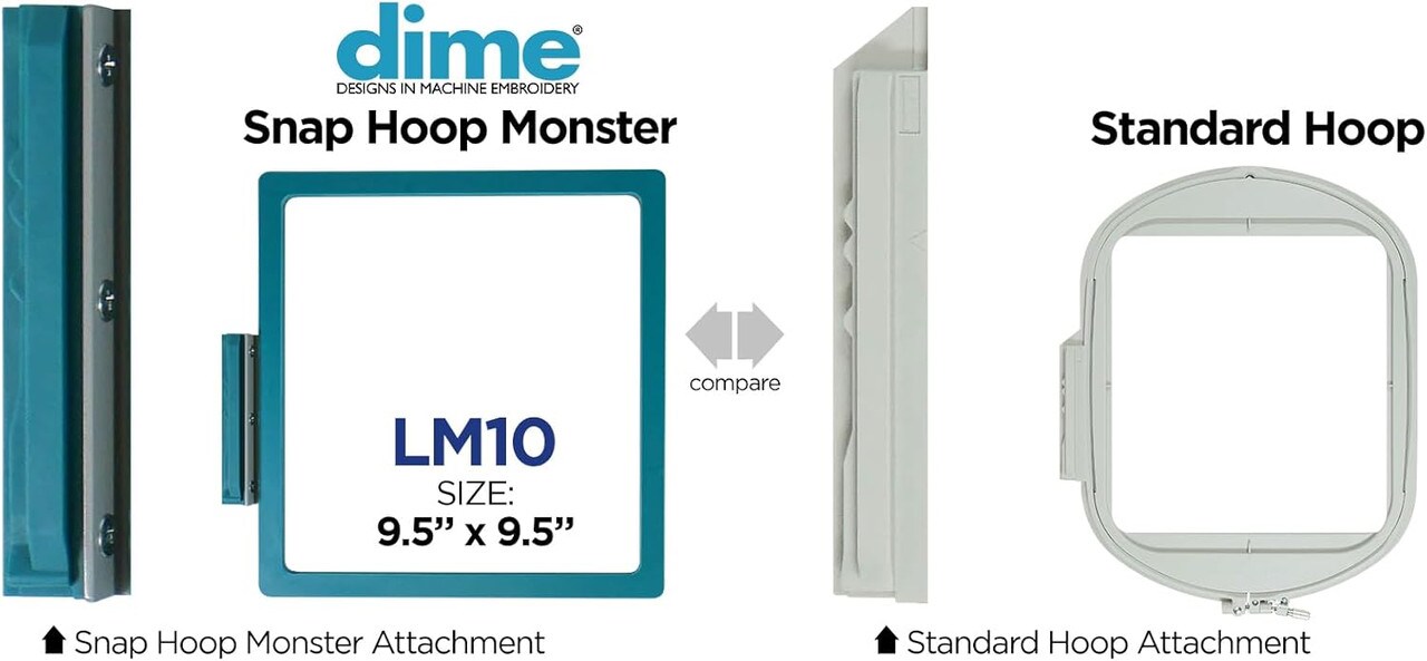 DIME - Snap Hoop Monster 9.5 x 9.5 inches for Brother and Babylock Embroidery Machines- LM10 / SH00A10M