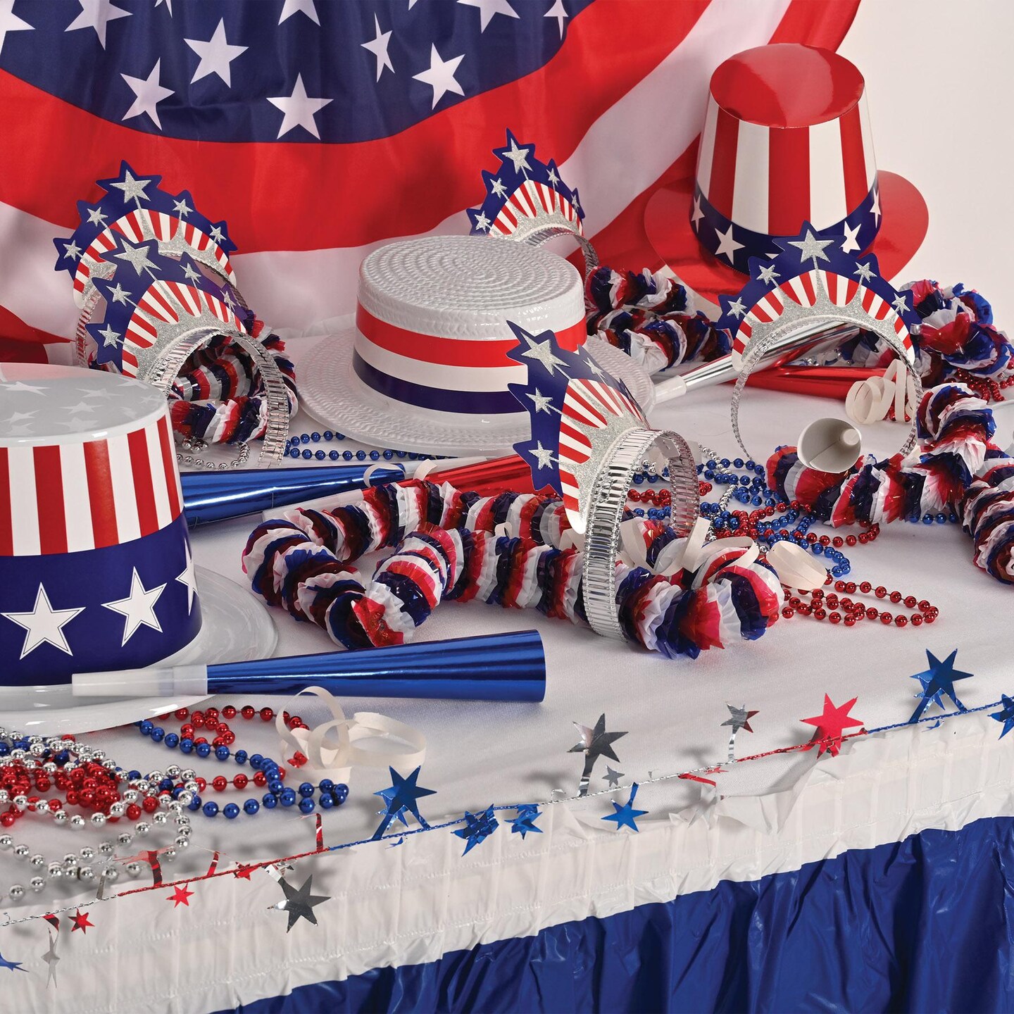 12 Pack Beistle Gleam &#x27;N Flex Star Party Garland - red - silver - blue - wire garland