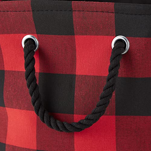 Check Storage Collection Collapsible Bin with Handles, Large Rectangle, 17.5x12x15, Red & Black