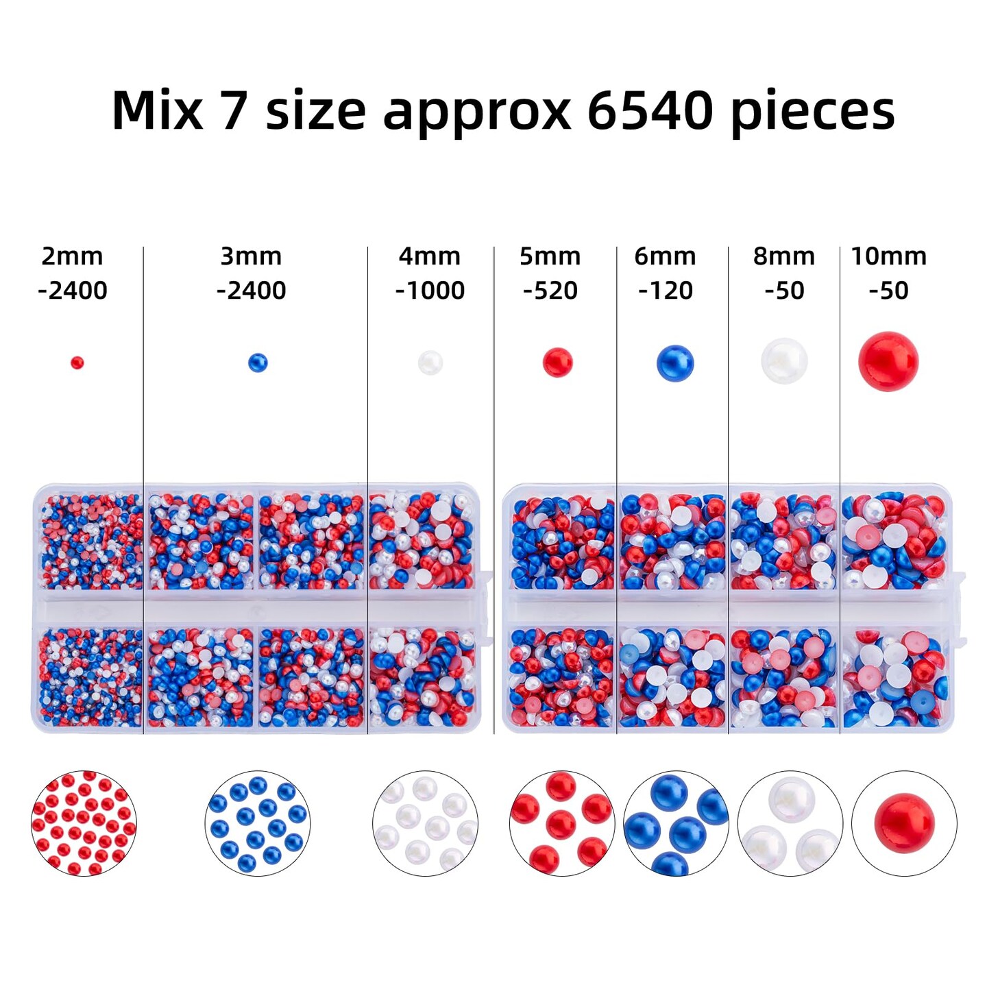 6540PCS Mix Color Resin Flat Back Pearls Rhinestones,Mixed Size 2/3/4/5/6/8/10mm Half Round Pearl Beads Nail Gems Rhinestone with Tweezers and Picker Pencil for Crafts Nail DIY Decoration