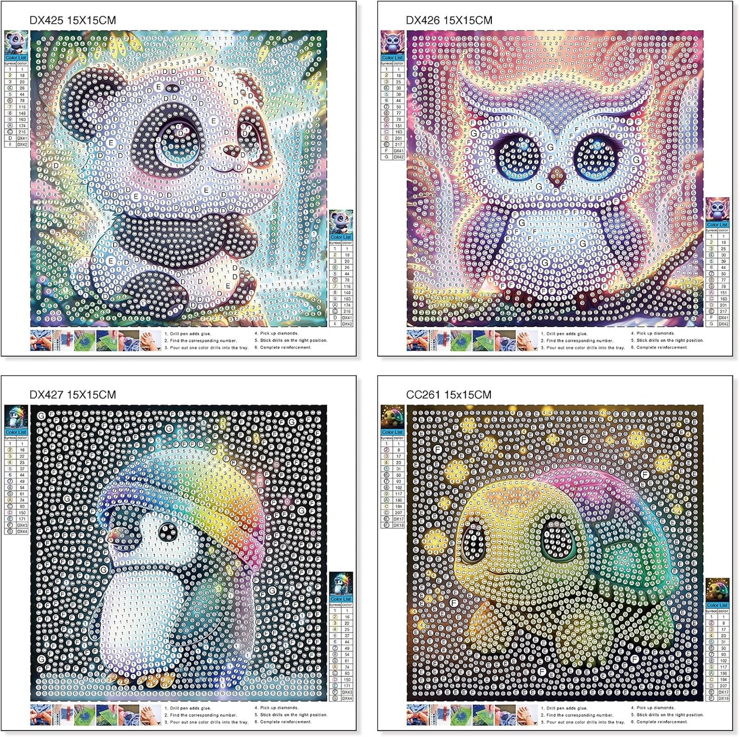 Diamond Art Kits for Kids, 4 Pack Diamond Painting Kits for Kids Beginners
