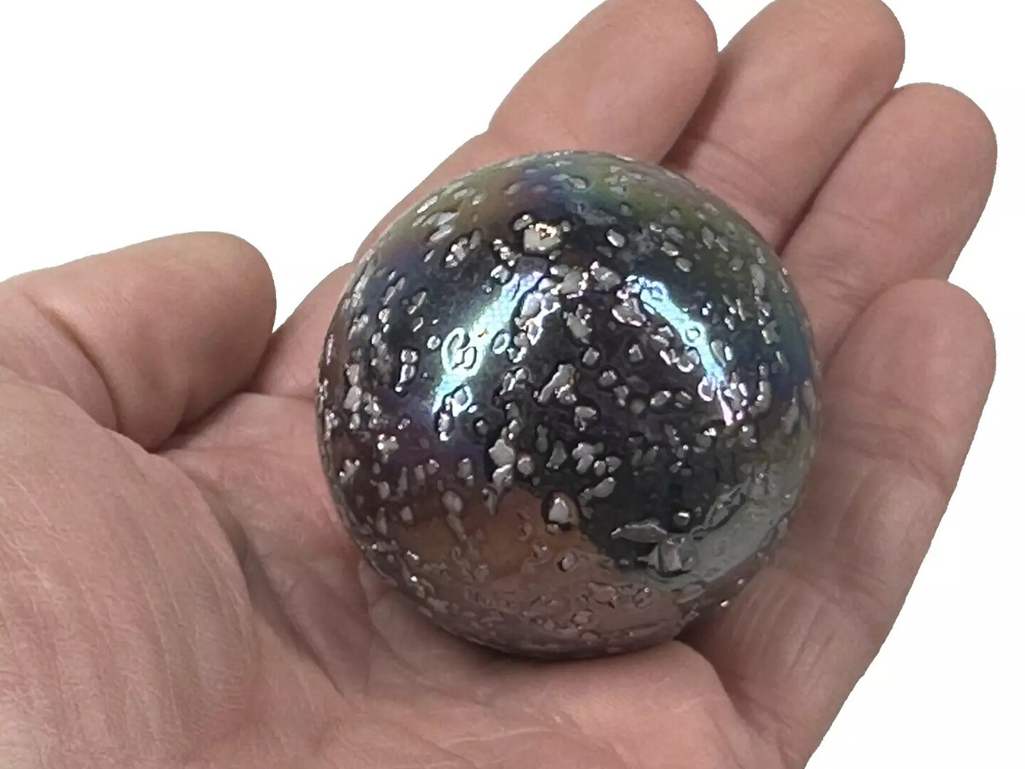 50mm (2") SNOWBALL Glitter Confetti Marbles glass Ball Toe Breaker