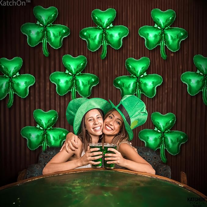 12PCS 18” St. Patrick’s Day Shamrock Balloons – Lucky Clover Mylar Balloons for Party Decor & Balloon Arch