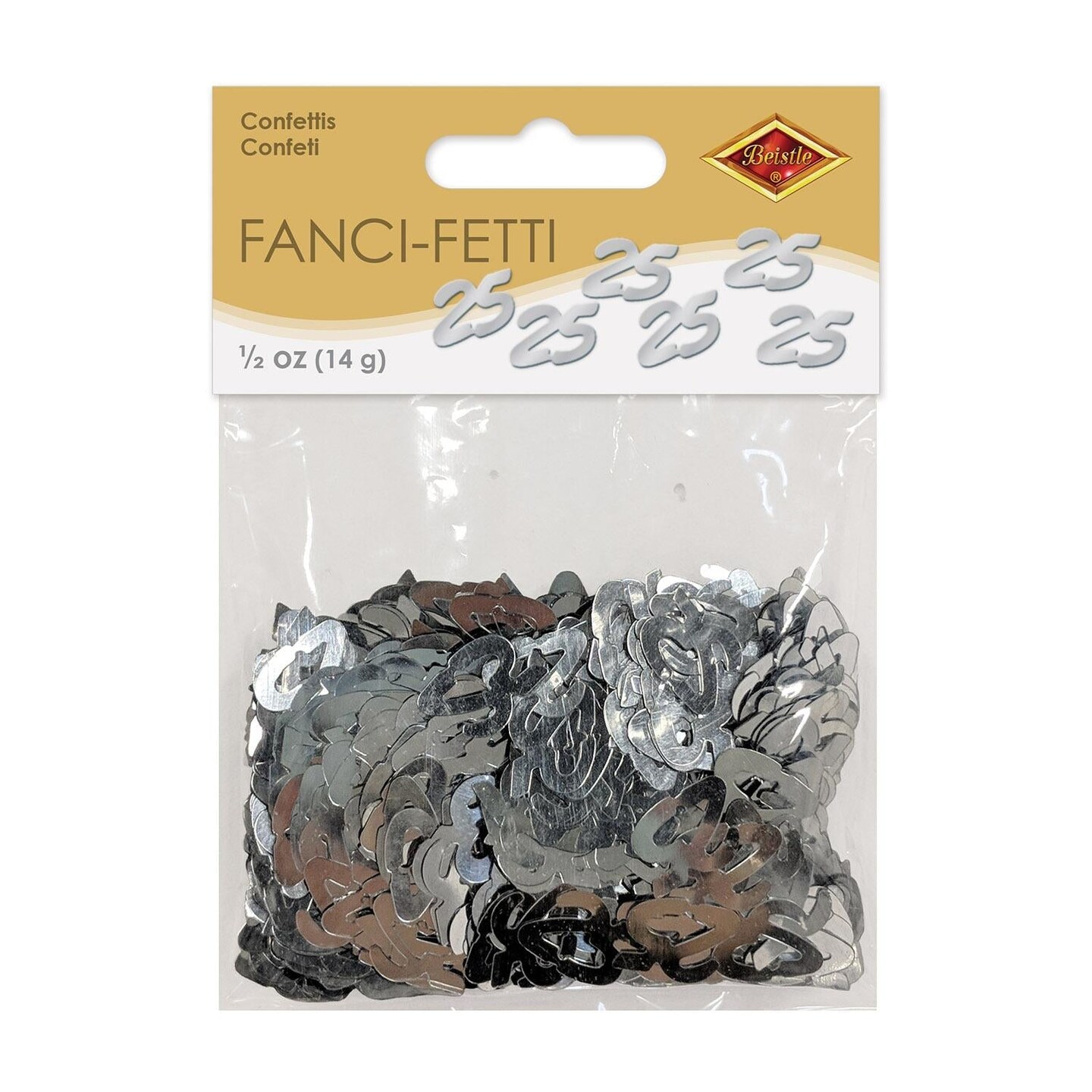 12 Pack Beistle Confetti 25th Anniversary Silhouettes silver (0.5 Oz/Pkg)