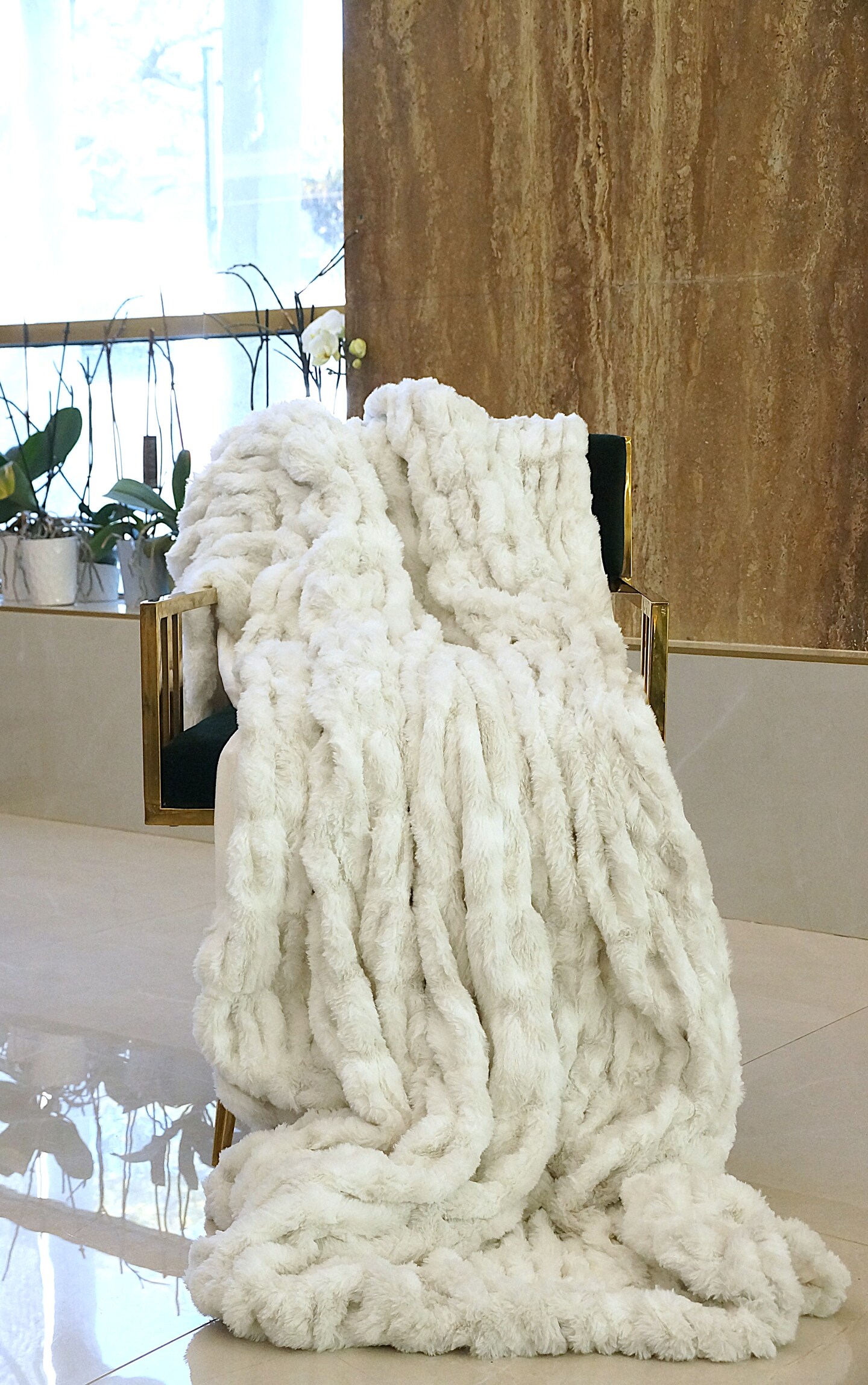Ruched Minky Blanket - Minky Faux Fur - Luxury Blankets - Throw Blanket - Minky Blanket