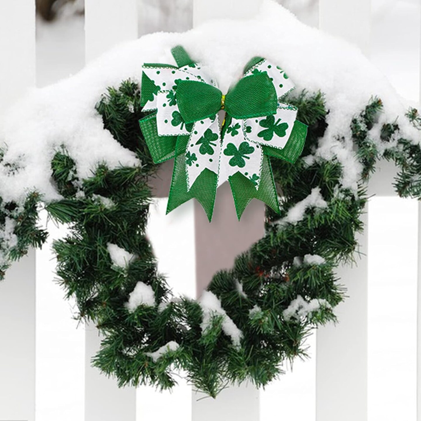 Clover Patrick's Day Wreath Bow Green Shamrock Irish Holiday DIY Crafts Gift Ribbon Bow Ornaments