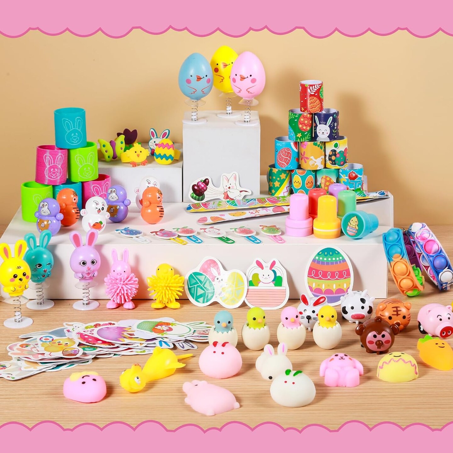 120Pcs Easter Basket Stuffers, Easter Egg Fillers, Easter Gifts For Kids Boys Girls, White Elephant Gift Ideas