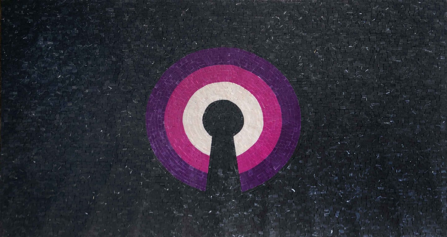 product name is Mosaics Art - Purple Door Lock