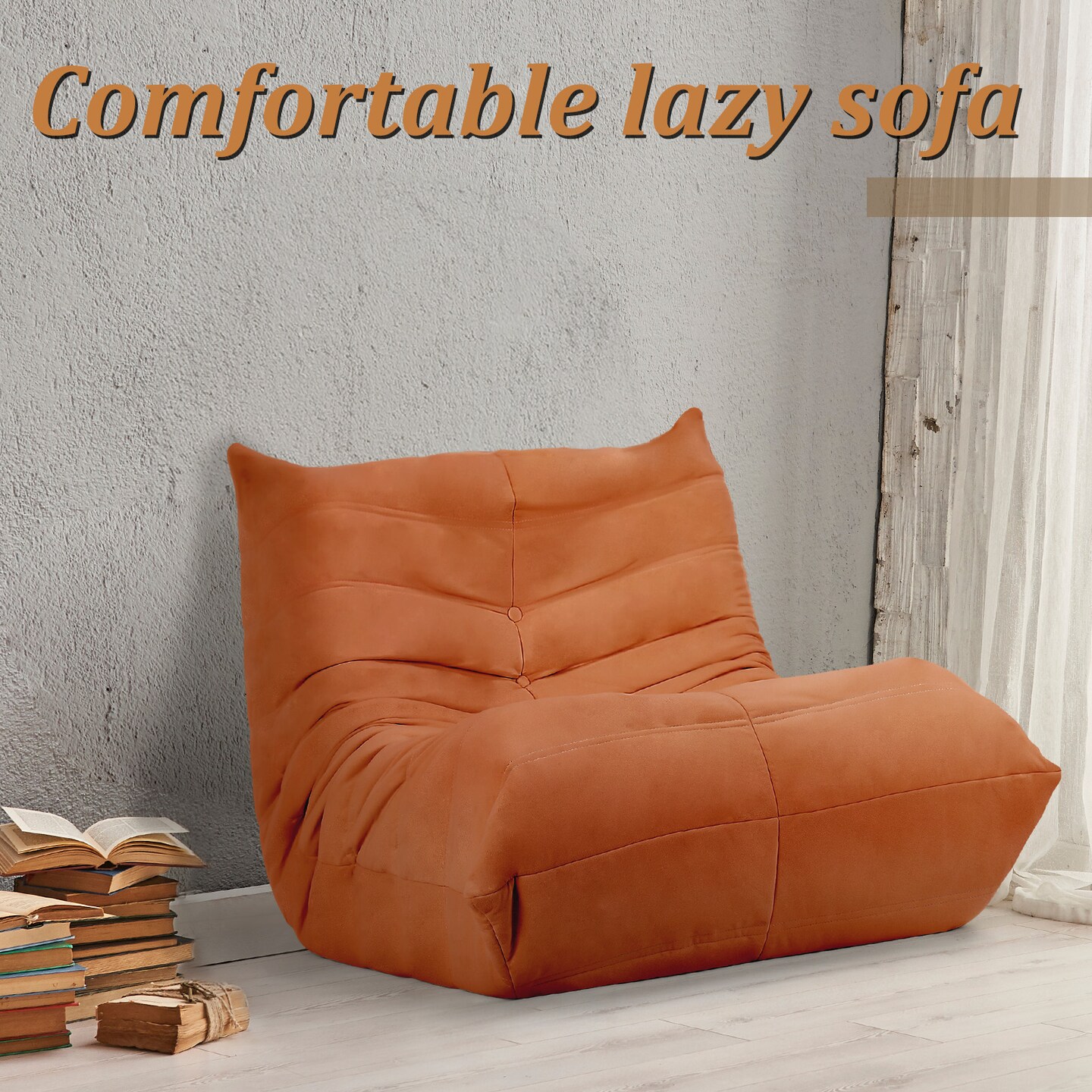 Memory Foam Tufted Lazy Caterpillar Sofa For Reading Room, Game Room, Living Room, Bedroom, Apartment, Lounge, Office