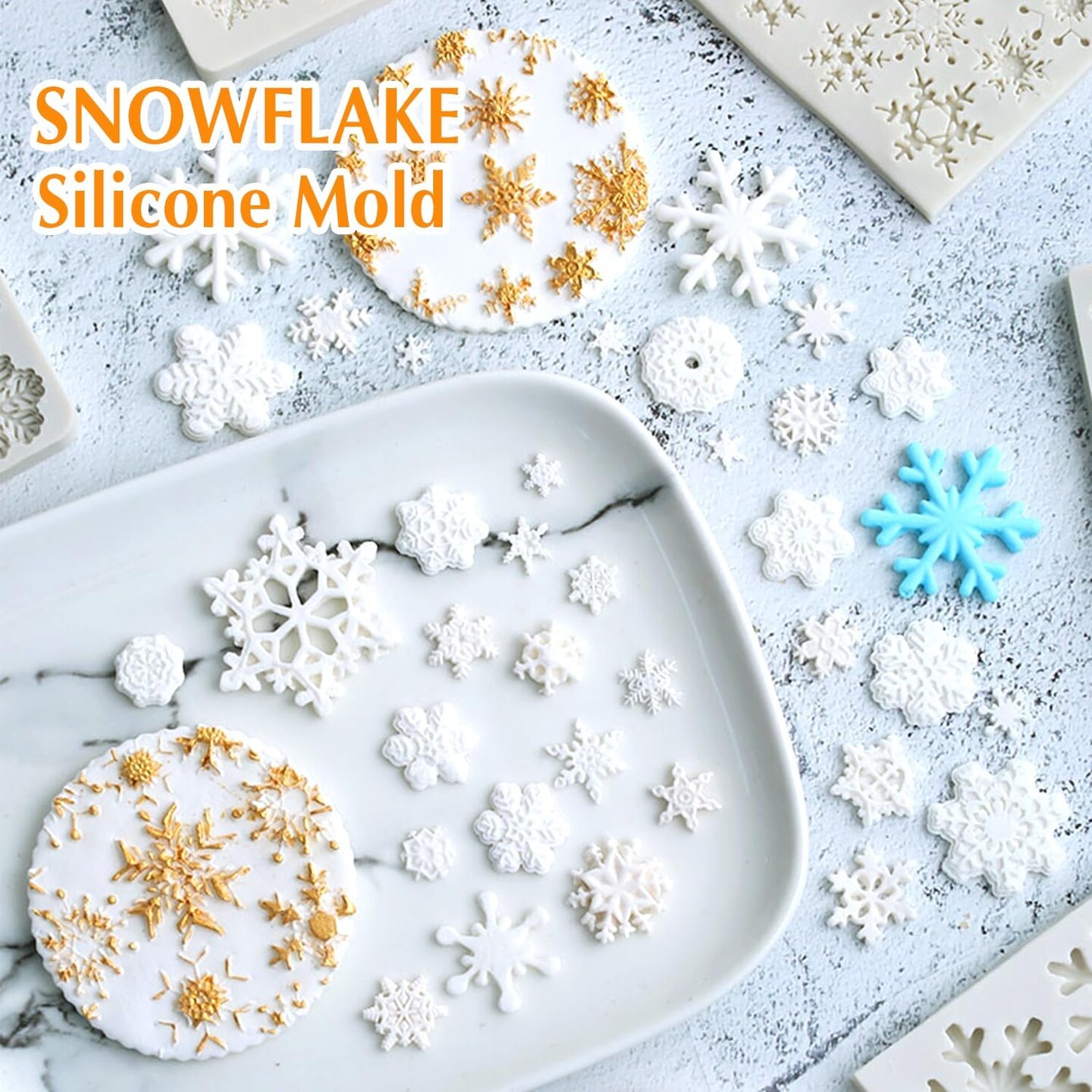 Christmas Fondant Mold Set of 5 Pieces- 3D Snowflake