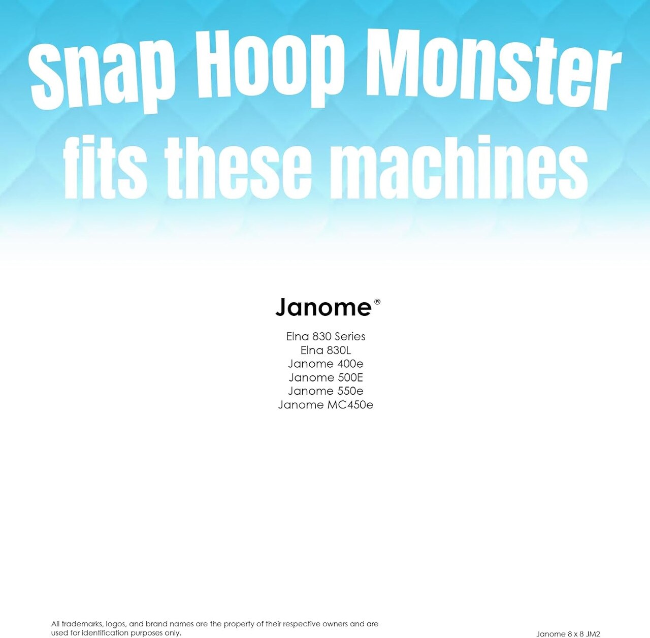 DIME - Snap Hoop Monster 8x8 Magnetic Hoop for Janome and Elna Embroidery Machines- JM2/ SH00B2M