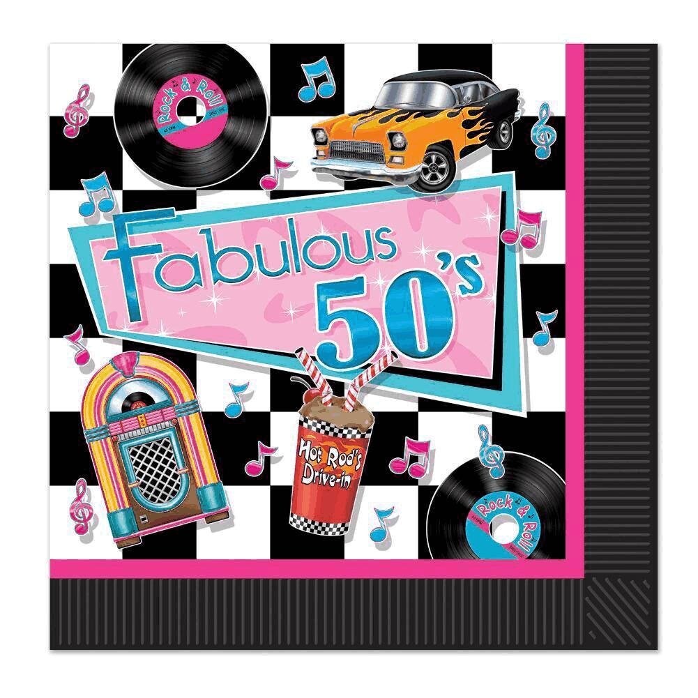 Retro Charm 50&#x27;s Luncheon Napkins - Pack of 12