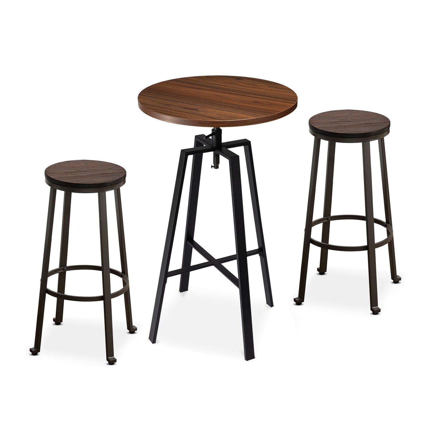 Extendable Rustic Round Pub Table Pub Table/Stools Set Modern