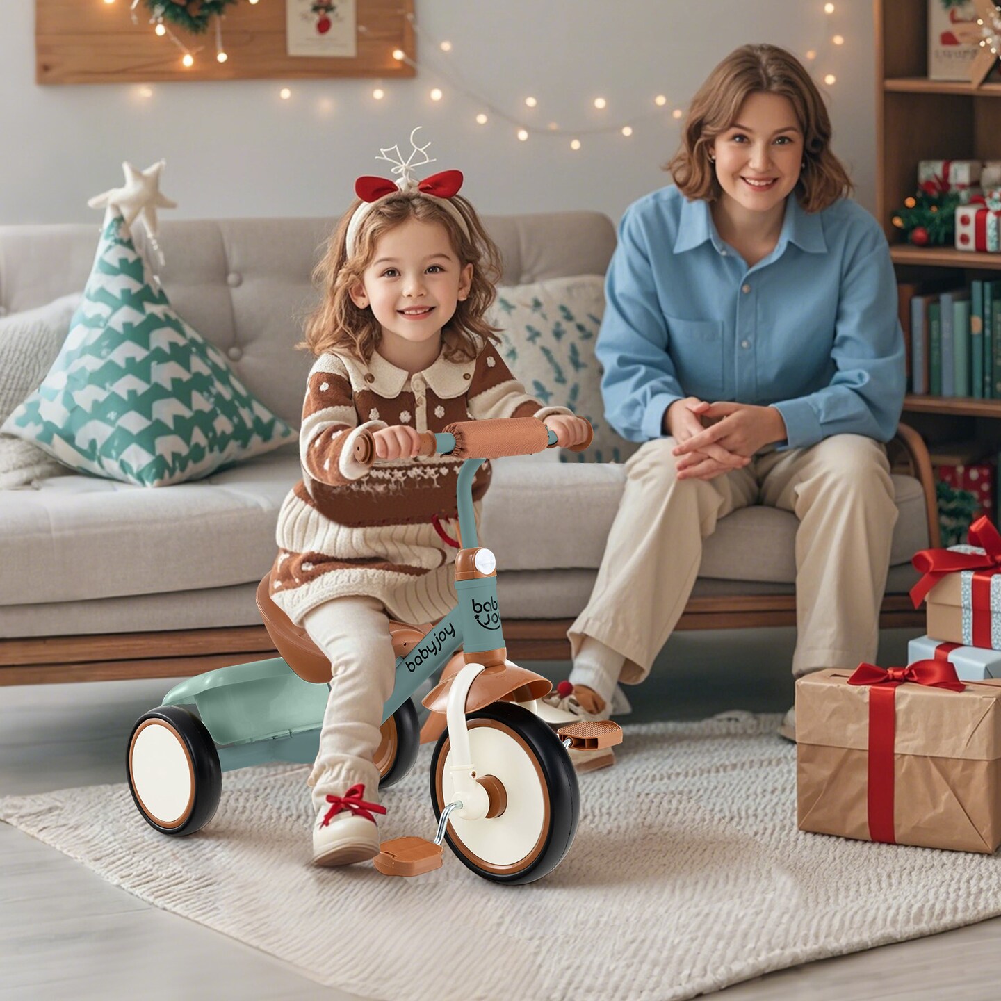 Metal Tricycle Kids Trike with Adjustable Seat and Storage Basket for Ages 3-5 Years