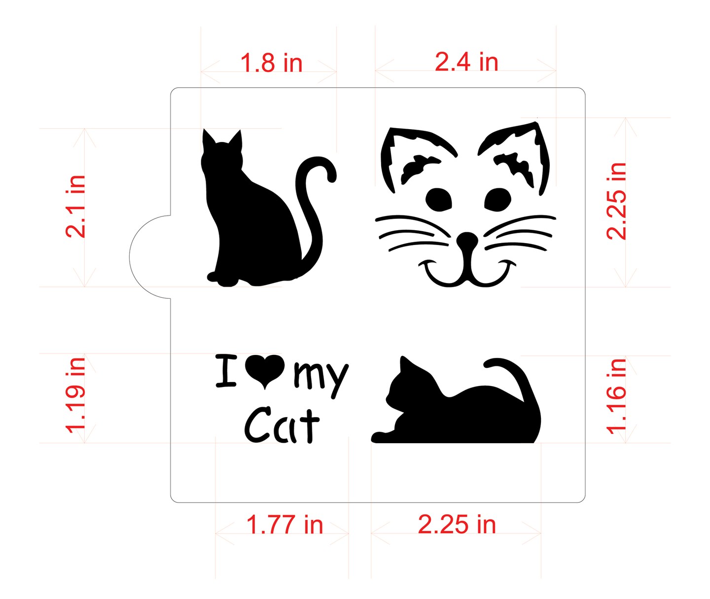 I Love My Cat Cookie &#x26; Craft Stencil | CM028 by Designer Stencils | Cookie Decorating Tools | Baking Stencils for Royal Icing, Airbrush, Dusting Powder | Craft Stencils for Canvas, Paper, Wood | Reusable Food Grade Stencil