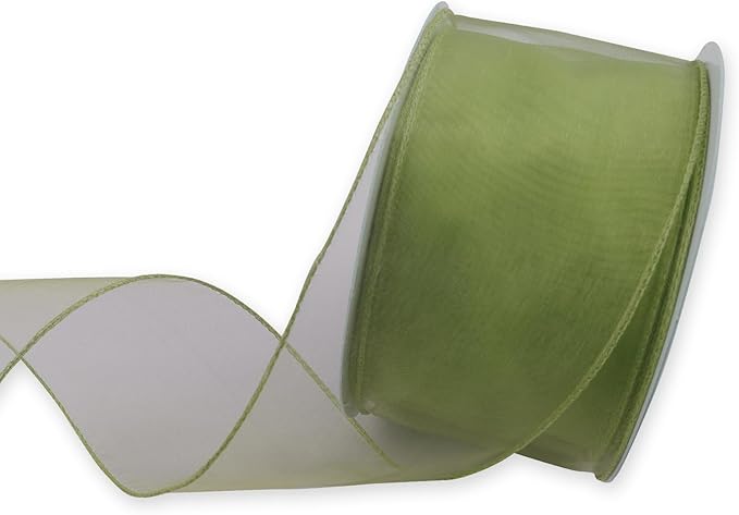 Green Organza Ribbon Spring Easter Wired Ribbon for Wreath Bows Crafts ...