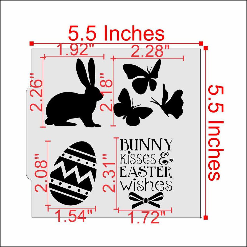 Bunny Kisses and Easter Wishes 4 Piece Cookie Stencil Bundle