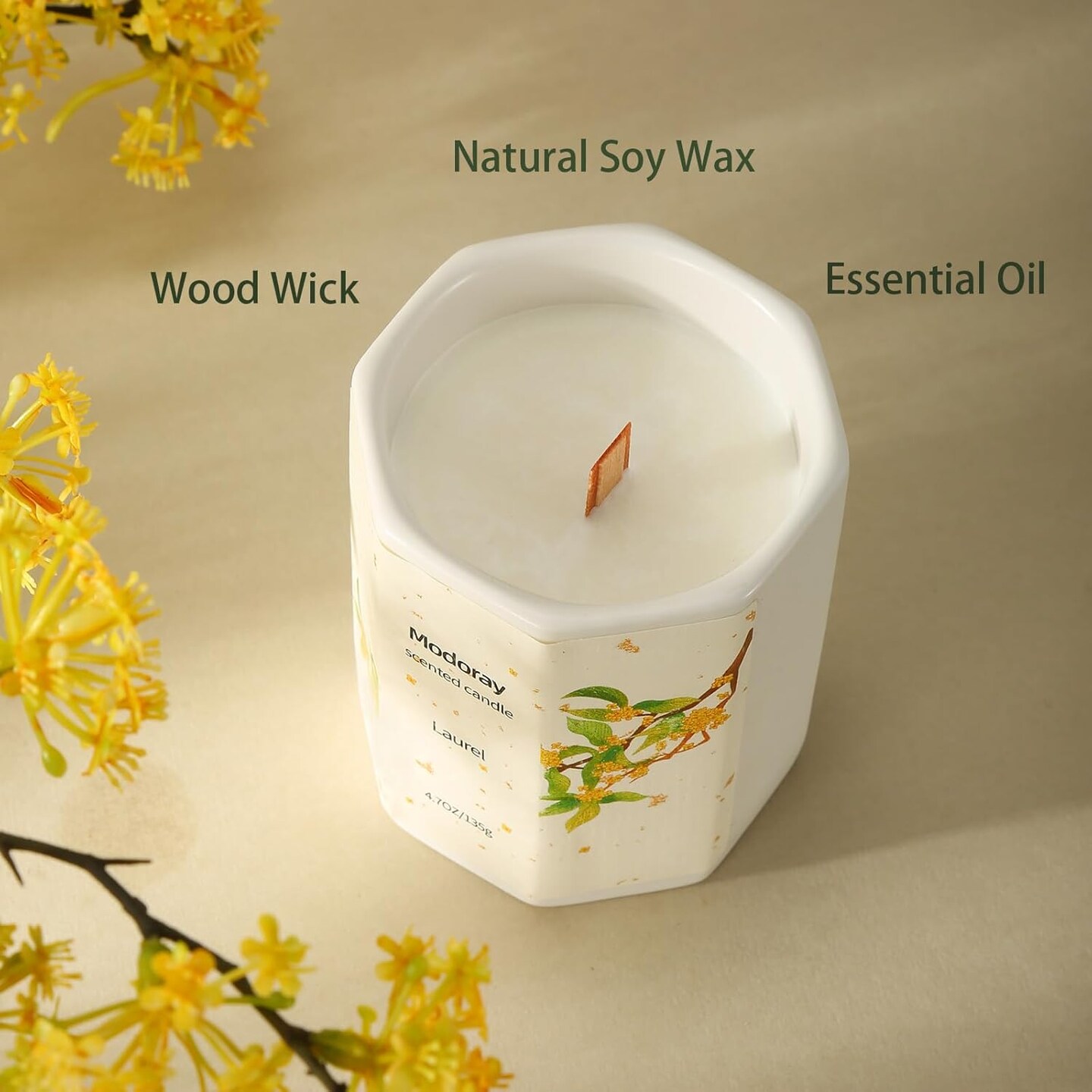 Scented Candle, Candles for Home Scented, Aromatherapy Candle&#xFF0C;Long Lasting Natural Soy Candles&#xFF0C;Wood Wick Candles