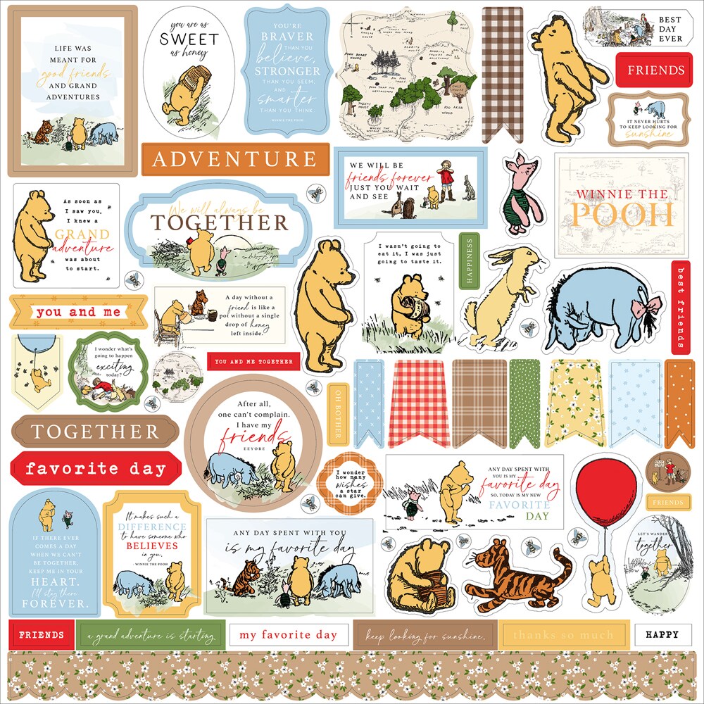 Winnie The Pooh 12x12 Element Sticker Sheet