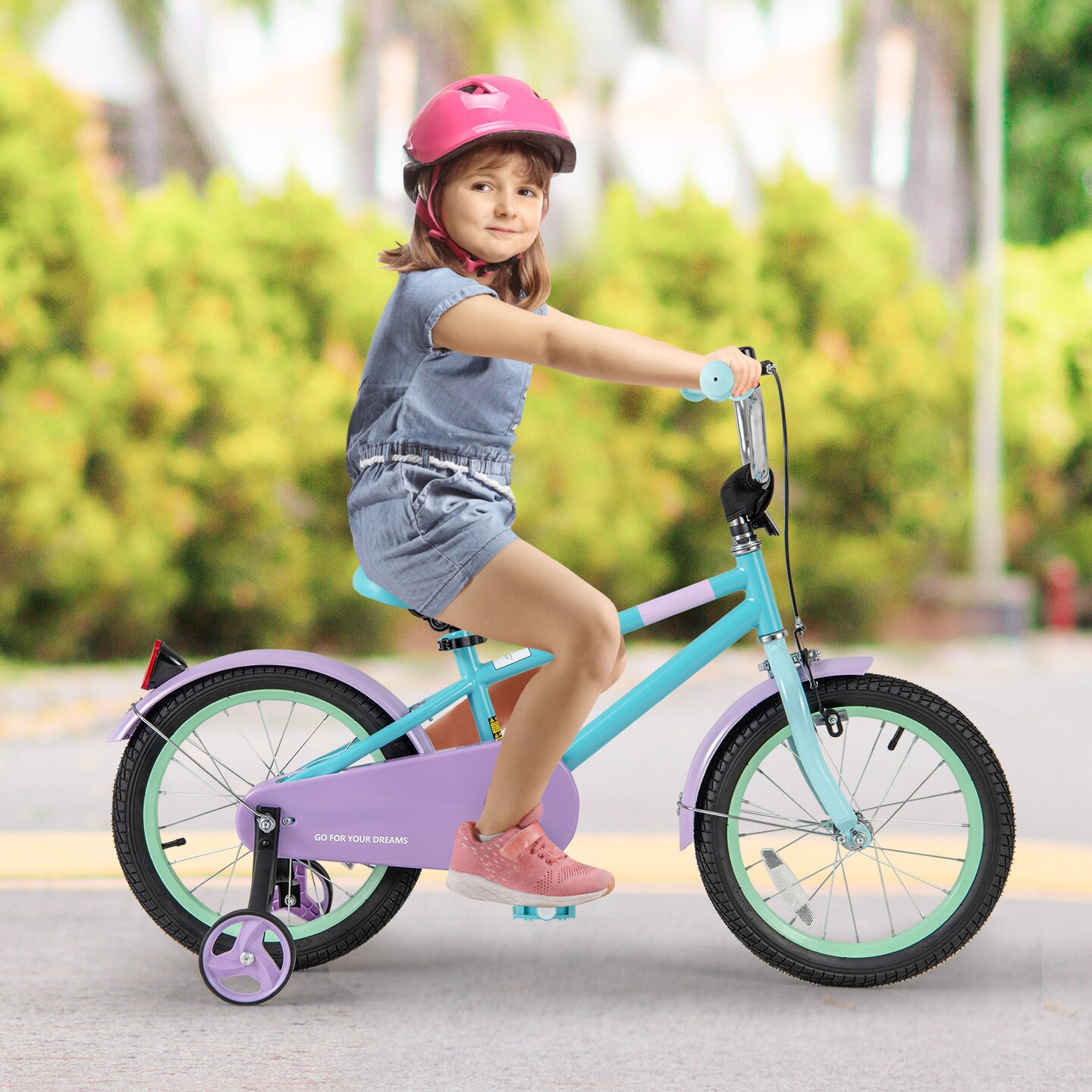 Purple Kids Bike with Adjustable Handlebar and Saddle for Comfortable Riding