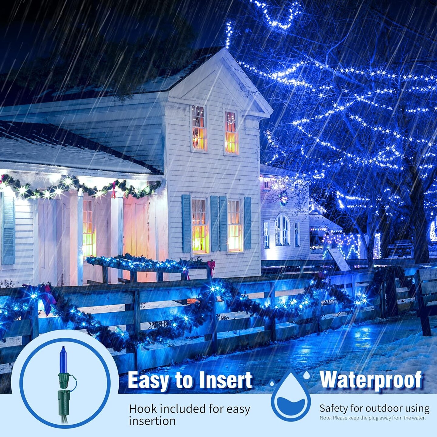 Christmas Lights Indoor Outdoor,2PACK 13FT 50-count Lights Incandescent Mini Halloween String Light,120V UL Certified Green Wire Lights for Xmas Tree,Patio,Holiday,Party,Home,Garden Decor,Blue