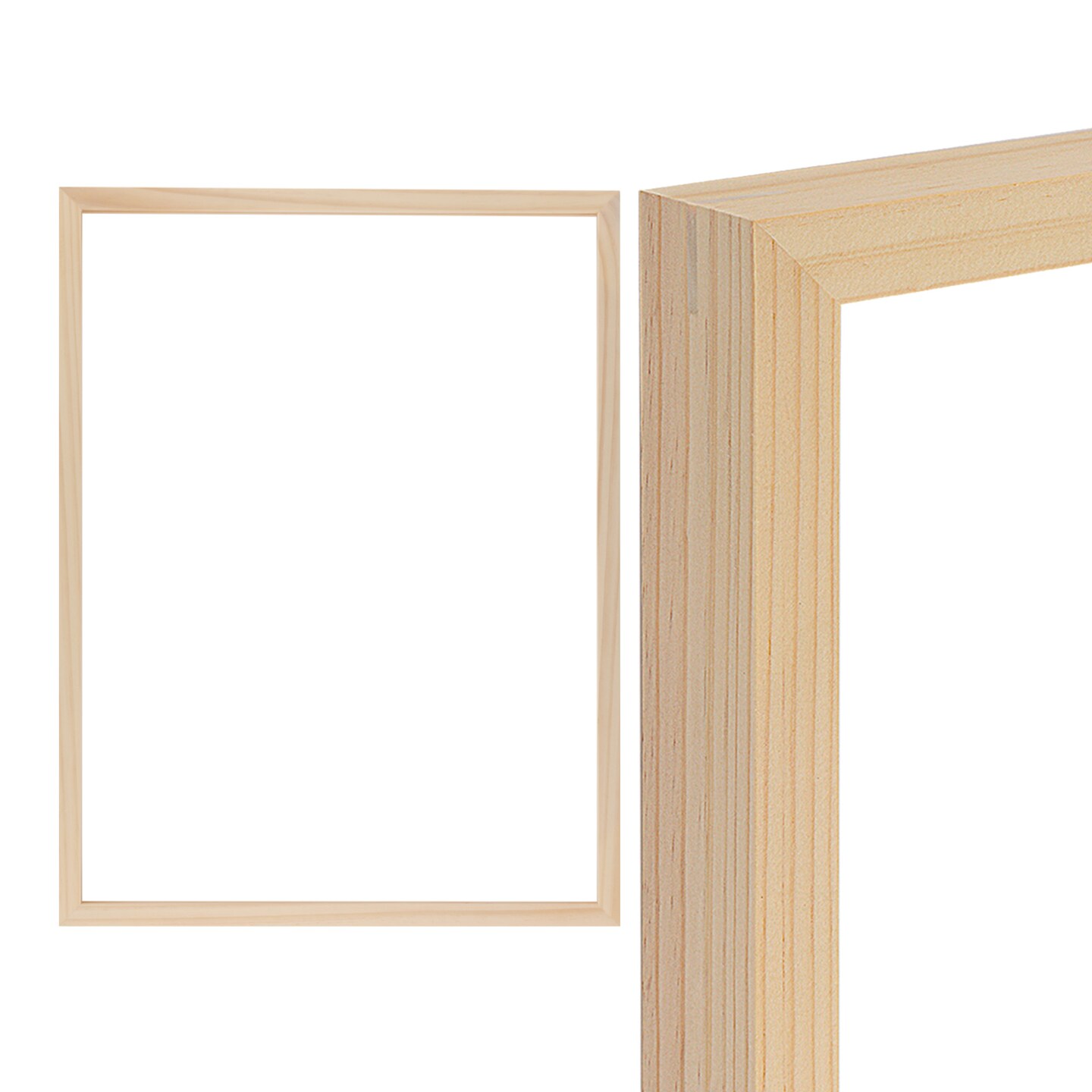 Creative Mark Ambiance Unfinished Deep Gallery Frame, 18x24&#x22; Open Back Natural Wood Frames for Canvas and Mounted Artwork, 3/4&#x22; Face, 1-1/4&#x22; Deep, No Glass or Backing