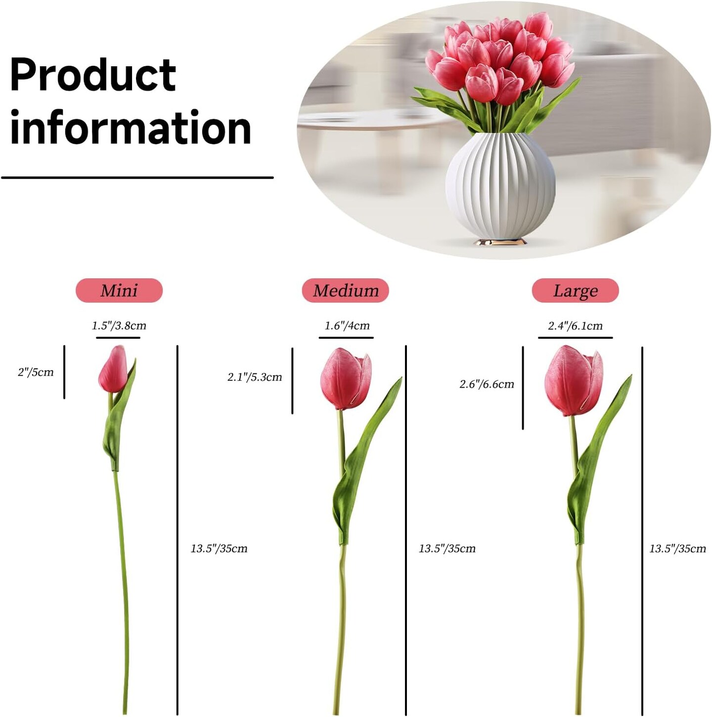 Artificial Tulip in Bulk for Home Kitchen Wedding Bridal Bouquet,Fake Flowers for Mother's Day