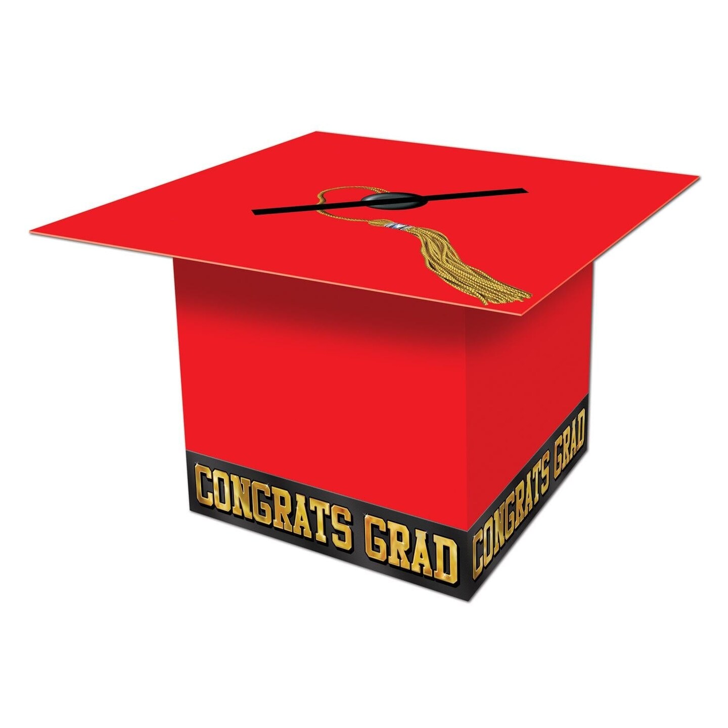 6 Pack Beistle Grad Cap Graduation Party Card Box - red