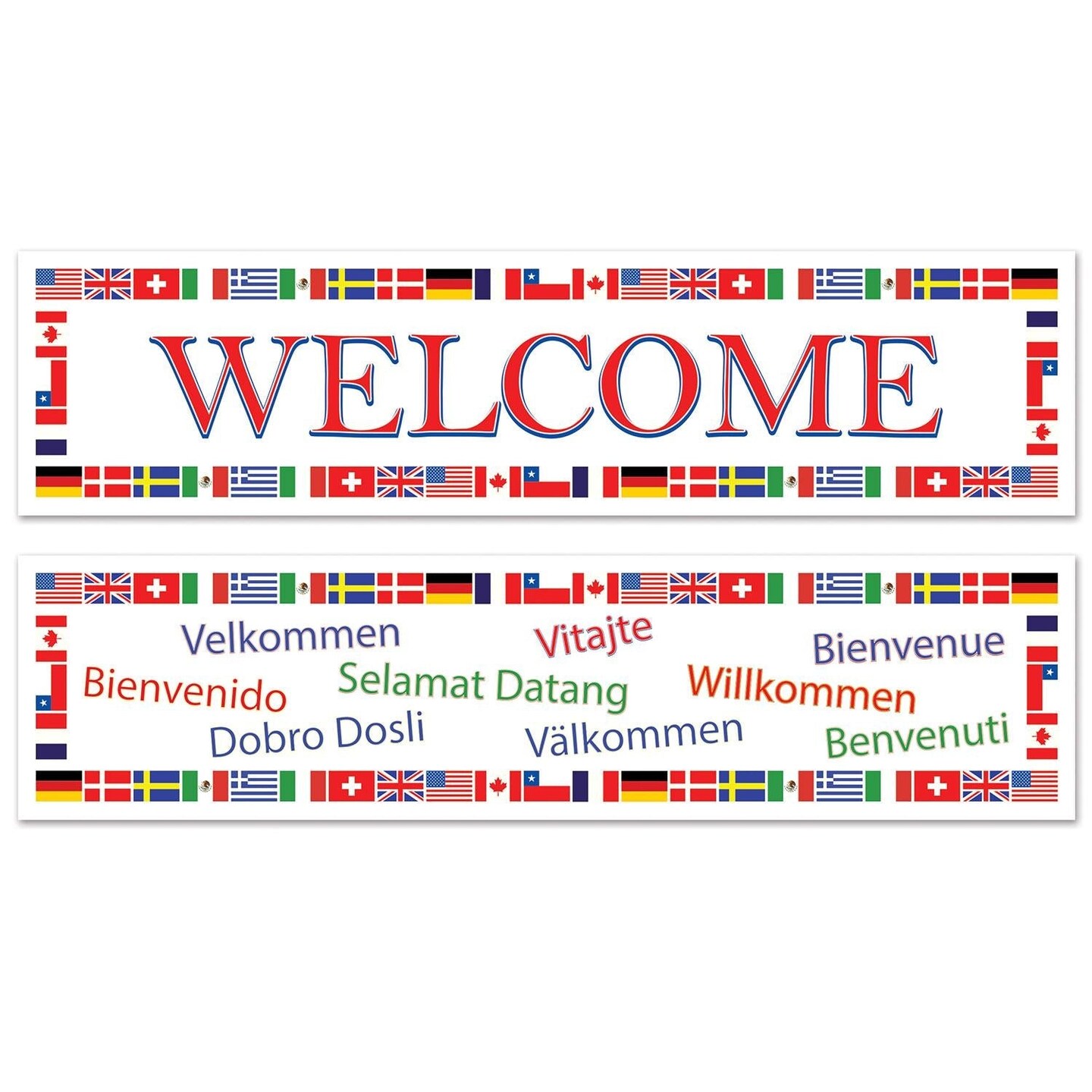 24 Pack Beistle International Welcome Party Banners