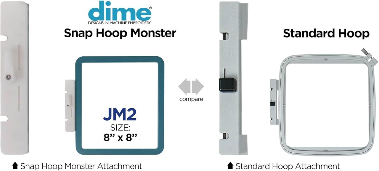 DIME - Snap Hoop Monster 8x8 Magnetic Hoop for Janome and Elna Embroidery Machines- JM2/ SH00B2M