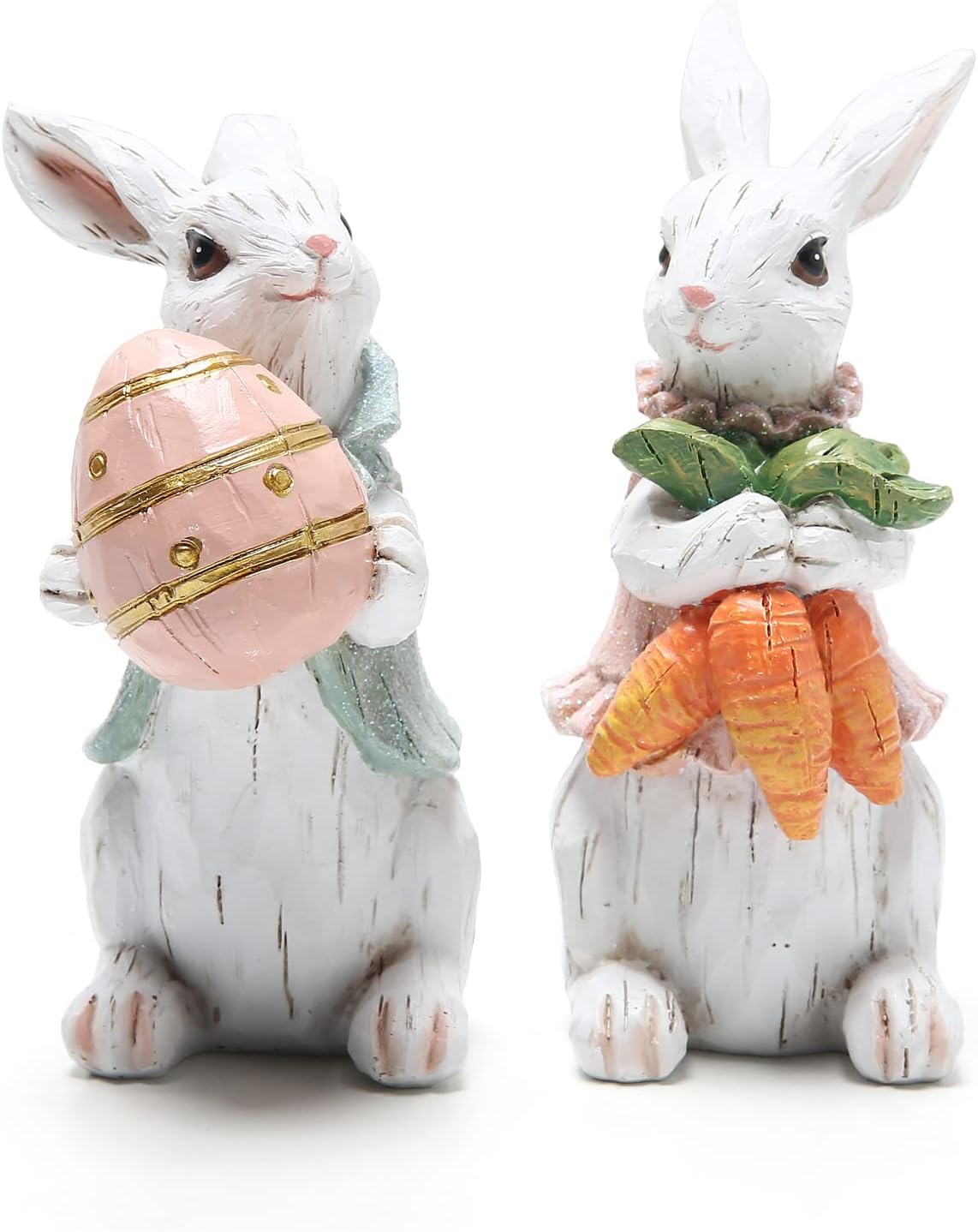 Easter Bunny Decorations Spring Home Decor Bunny Figurines(Easter White Rabbit 2pcs)