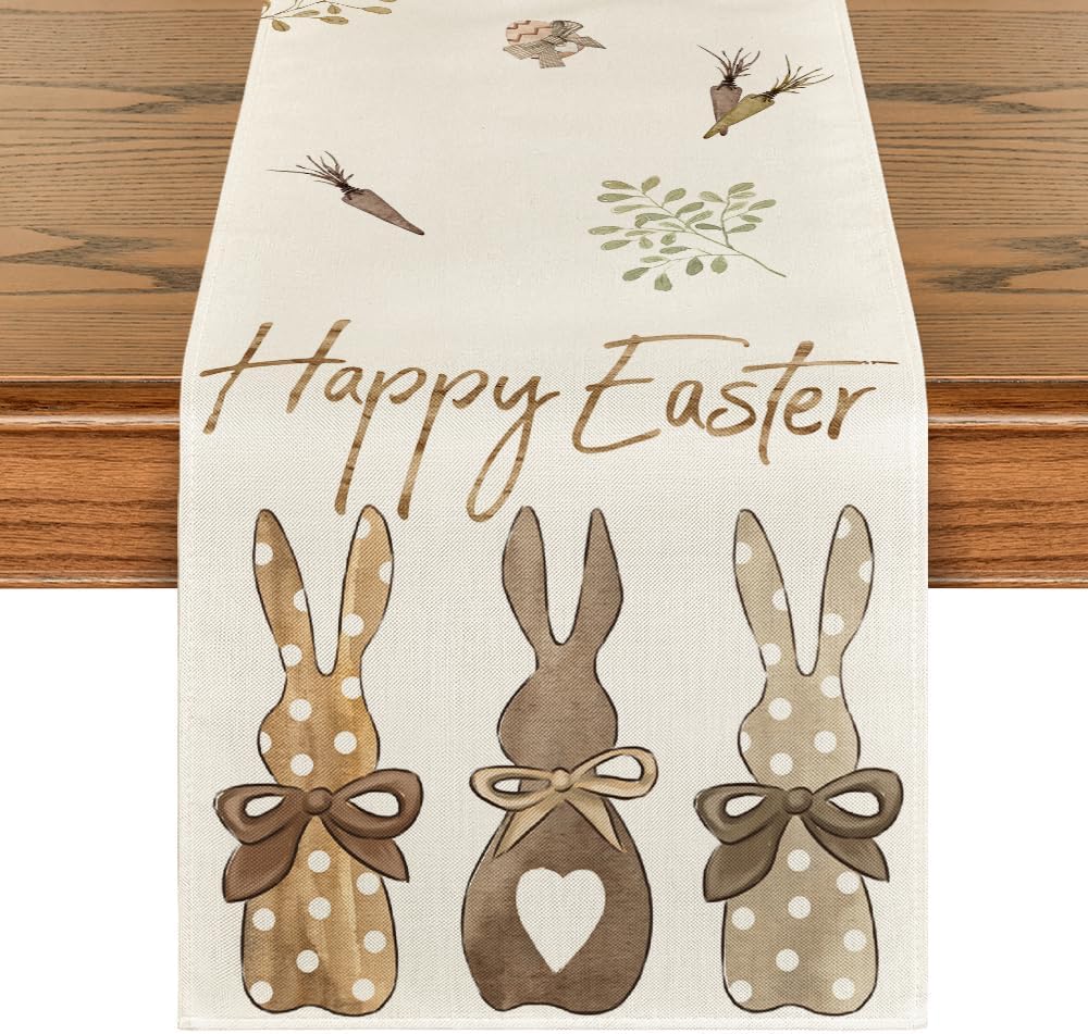 Carrots Rabbit Bunny Happy Easter Table Runner