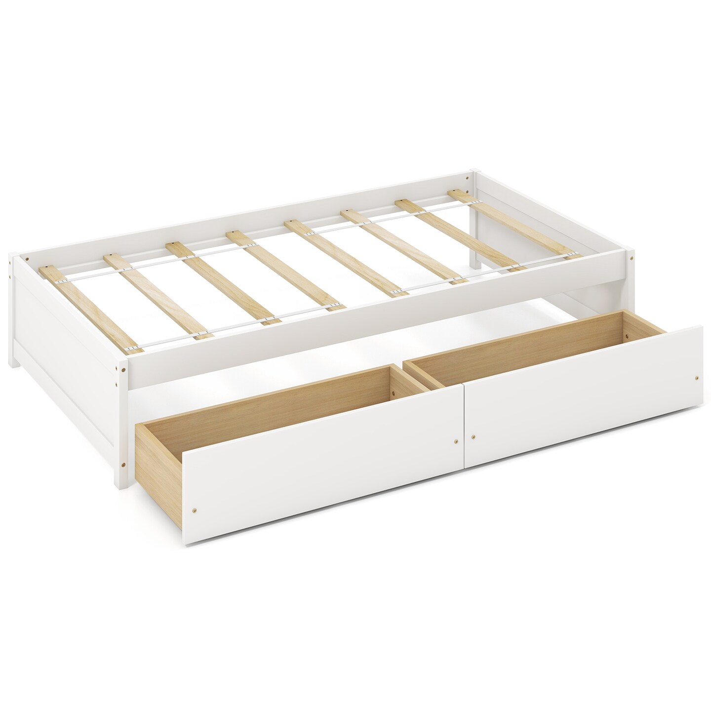 Wooden Twin Captain Bed with Storage Drawers and Daybed Function