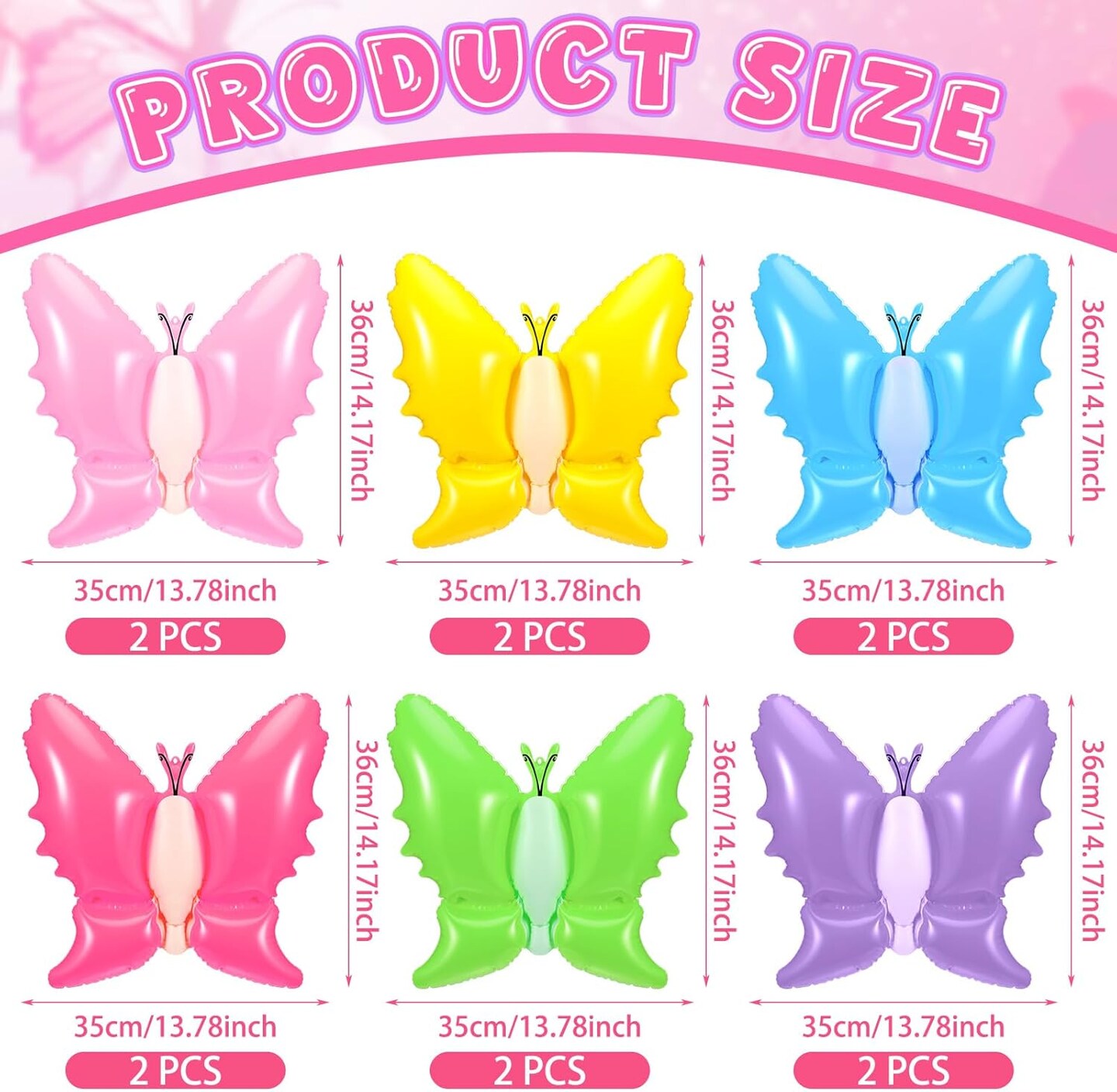 12 Pieces 14 Inch Spring Easter Inflatable Decor Blow up Butterfly Bunny Inflatable Hanging Ornament